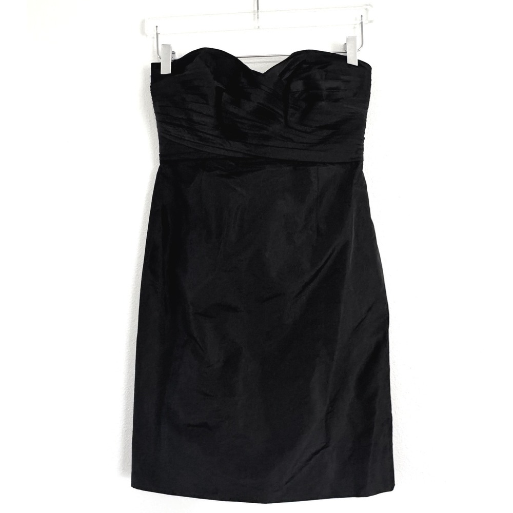 J.Crew‎ | Black Kristin Silk Taffeta Strapeless Mini Dress Ruffled Prom Dance